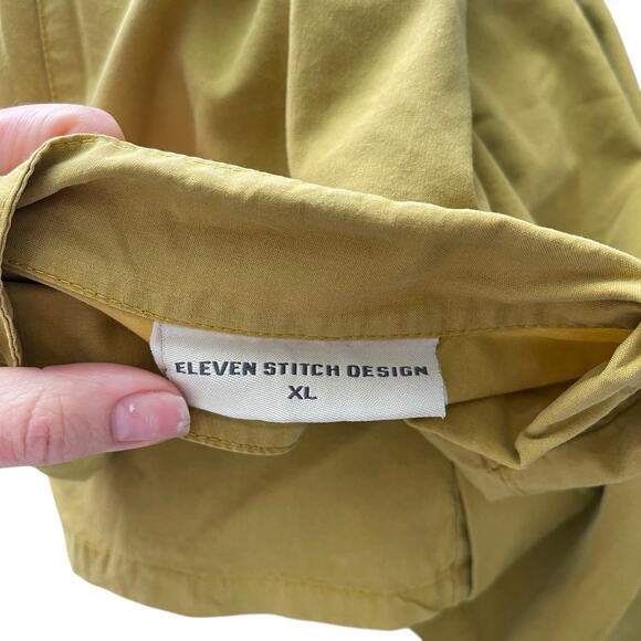 Eleven Stitch Design XL Blouse Unique Button Front Top Shirt Chartreuse - Picture 2 of 10